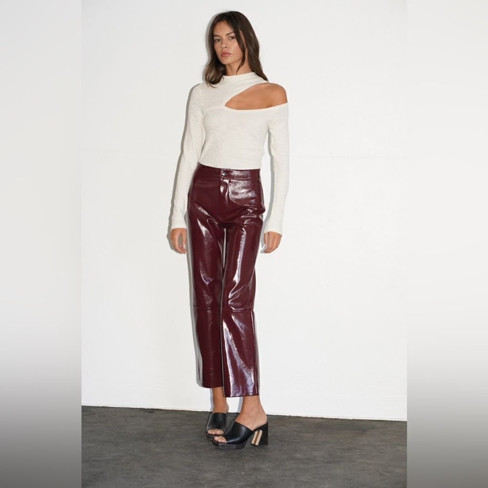 NWT LNA Crinkle Patent Pant in Wine Size L